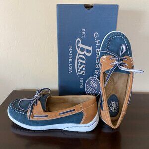 C.H.Bass & Co. Bass-Stern SP17 Boat Shoes Navy/Beige Size 5M